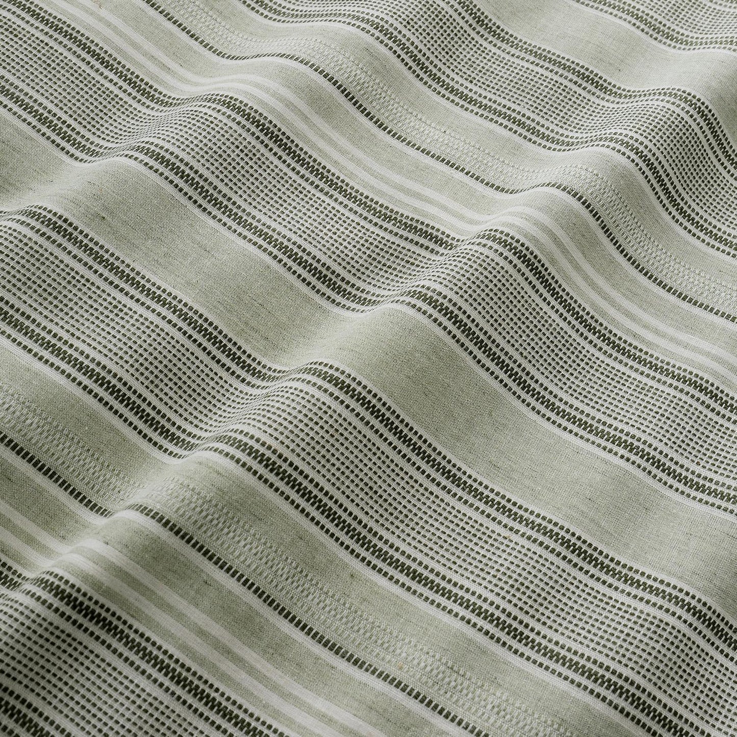 Yarn Dyed Wide Stripe Green Woven 100% Cotton Duvet Set