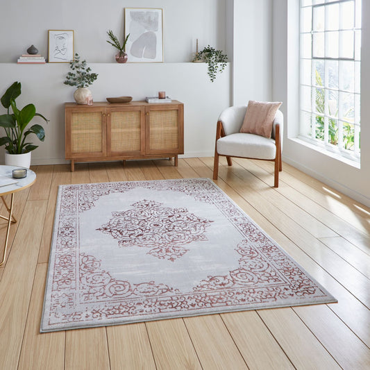 Artemis B9076A Rose and Silver Vintage Rug