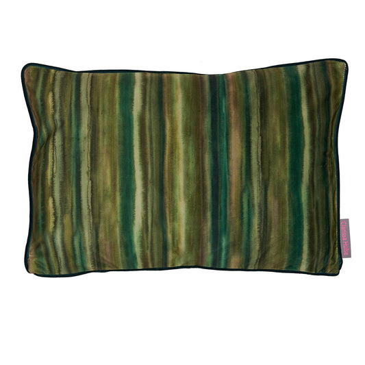 Clarissa Hulse Artists Stripe Olive Velvet Cushion (40cm x 60cm)