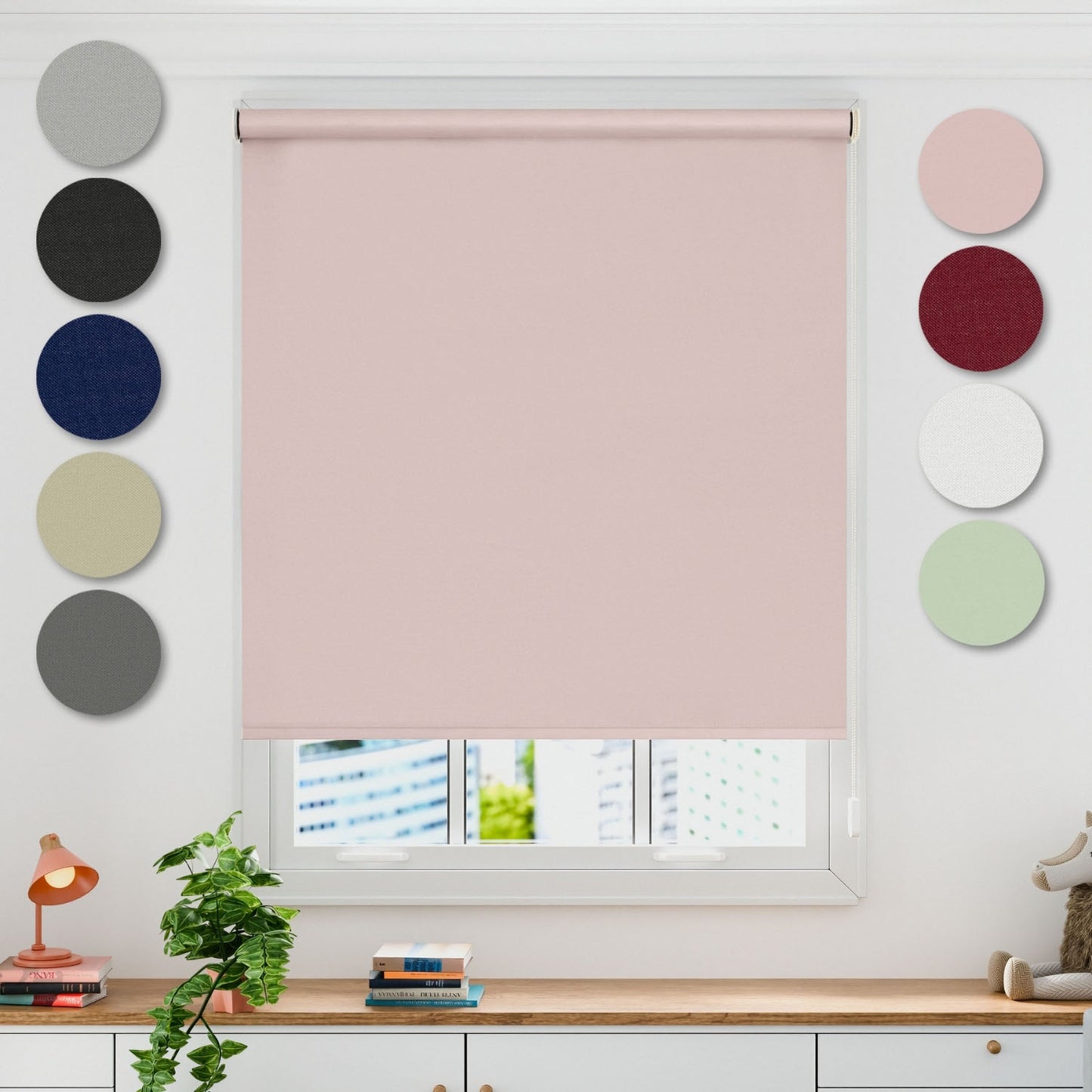 Blush Pink Blackout Roller Blind