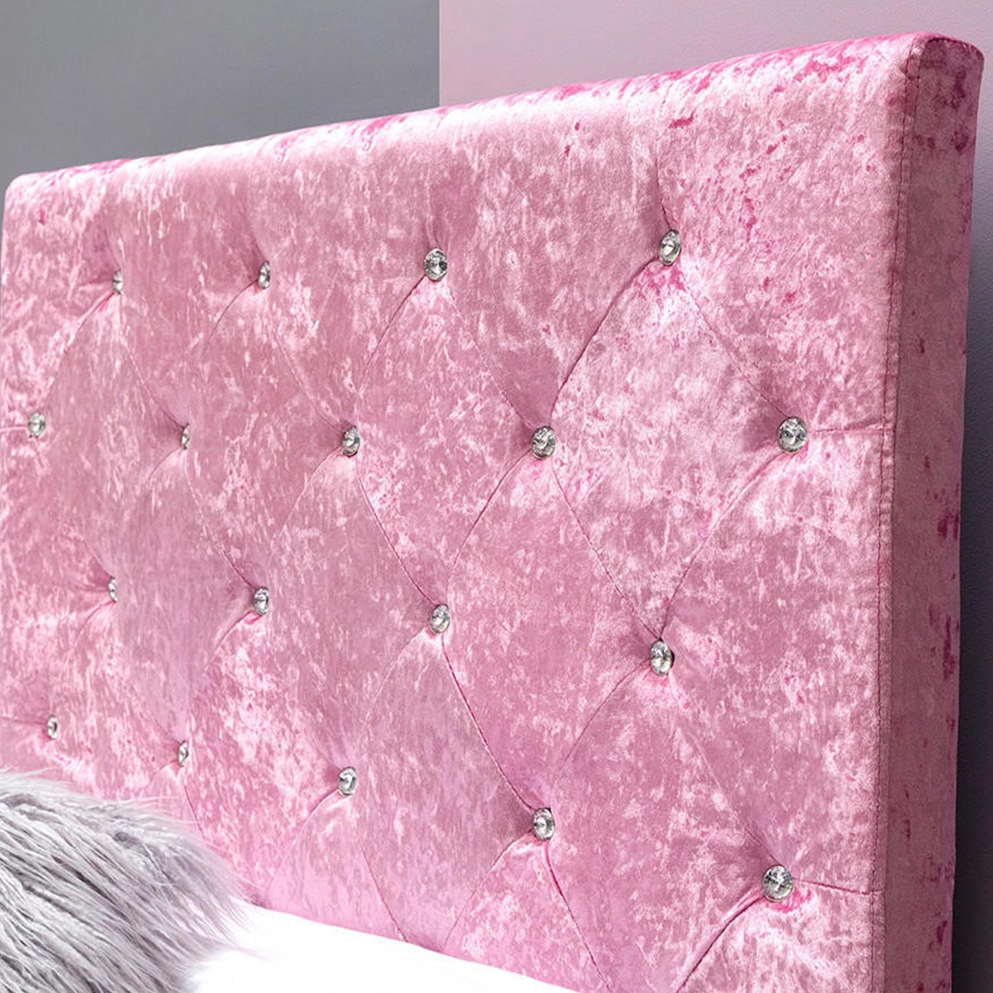 Beaumont Pink Velvet Storage Fabric Bed