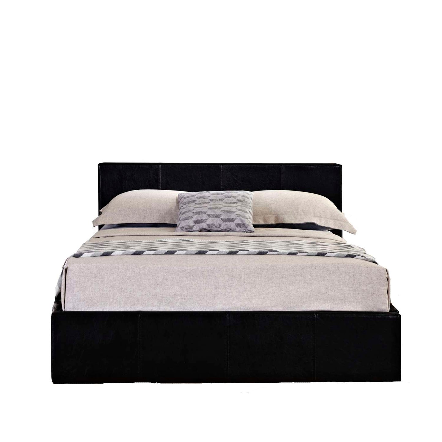 Berlin Black Faux Leather Ottoman Bed