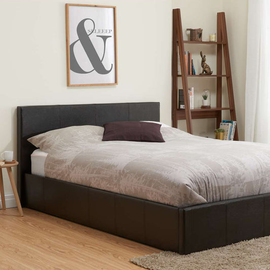 Berlin Brown Faux leather Ottoman Bed