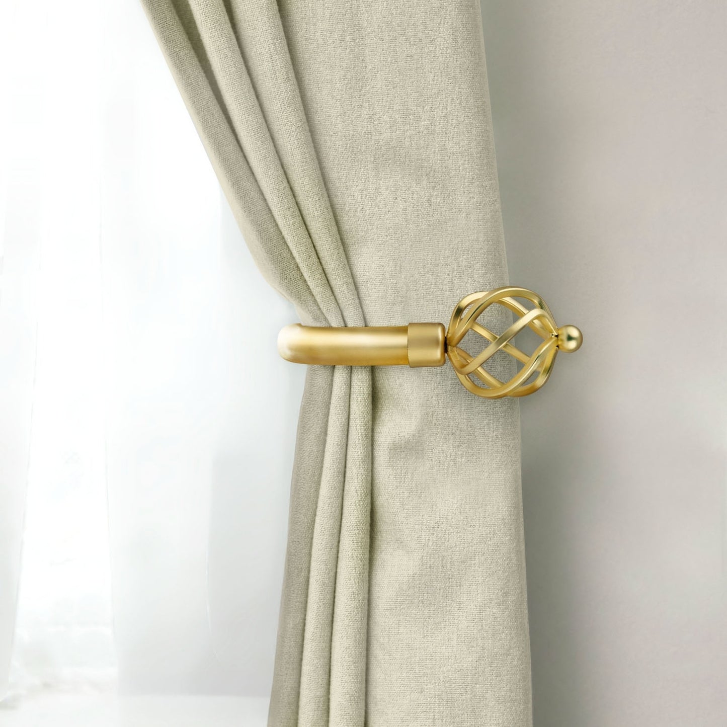 Bird Cage Matt Gold Curtain Holdbacks (Pair)