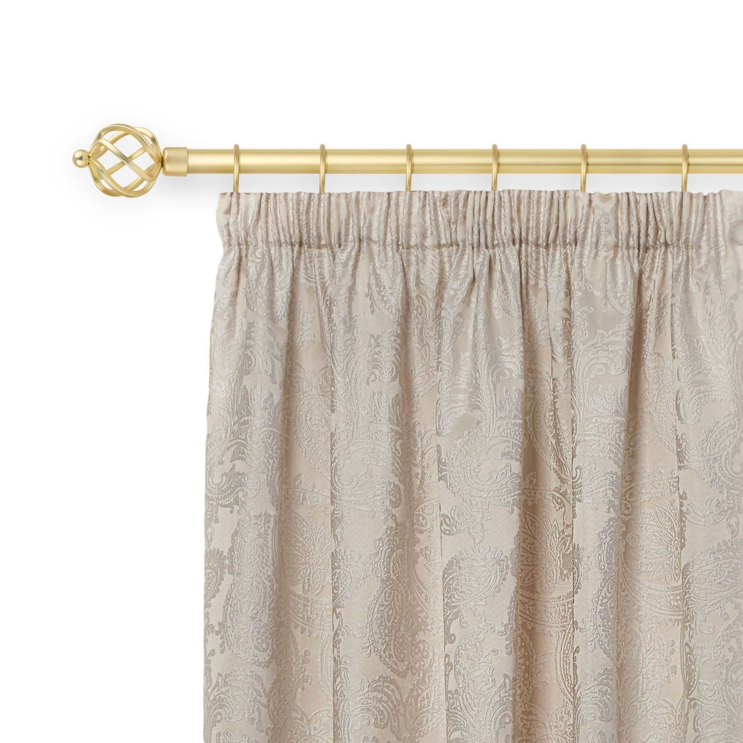 Bird Cage Matt Gold Extendable Curtain Pole with Rings