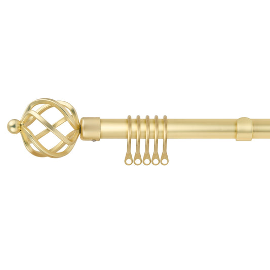 Bird Cage Matt Gold Extendable Curtain Pole with Rings