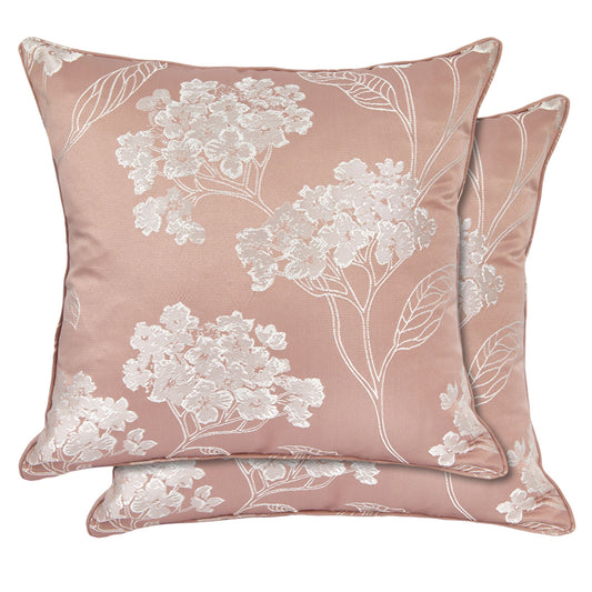 Blossom Blush Pink Jacquard Cushion Covers Pair (43cm x 43cm)