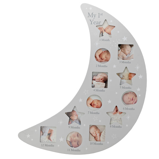 Bambino Grey Wooden Moon Shaped Collage Photo Frame