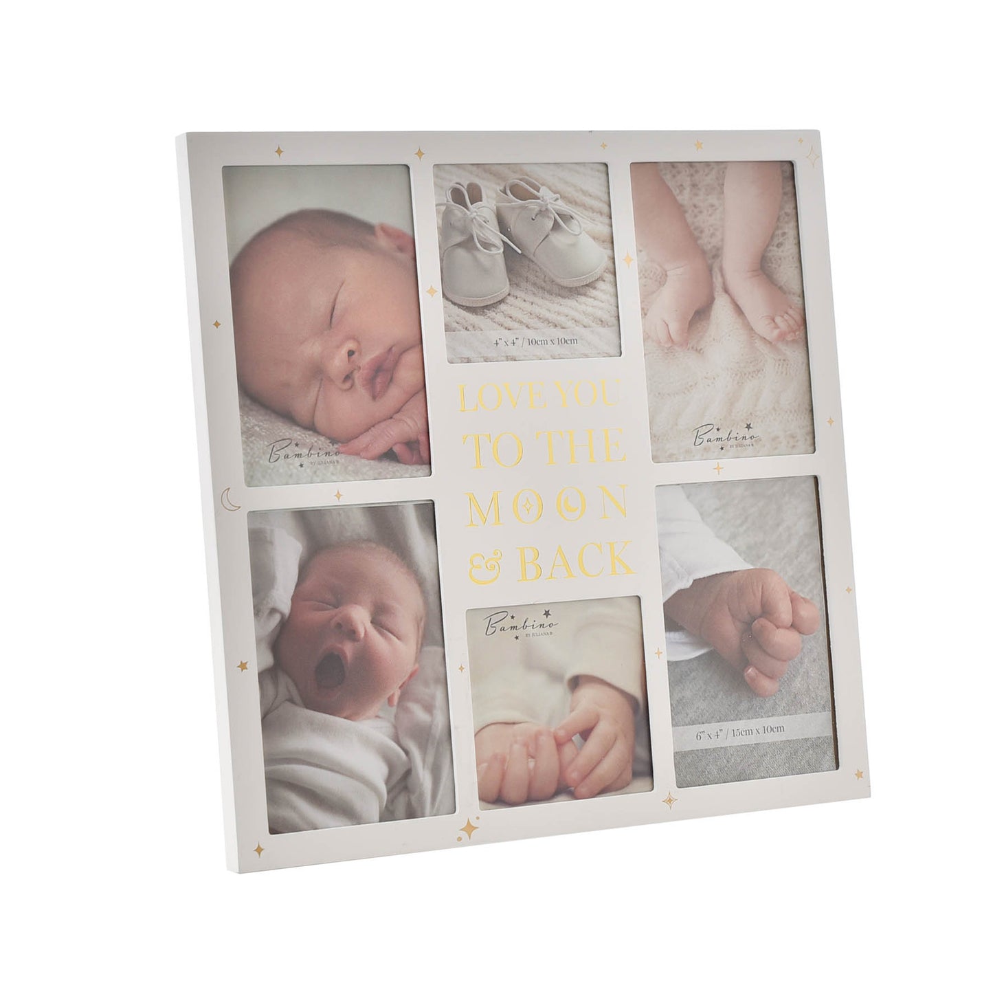 Bambino Grey Wooden Moon and Back Collage Photo Frame (12"x12")