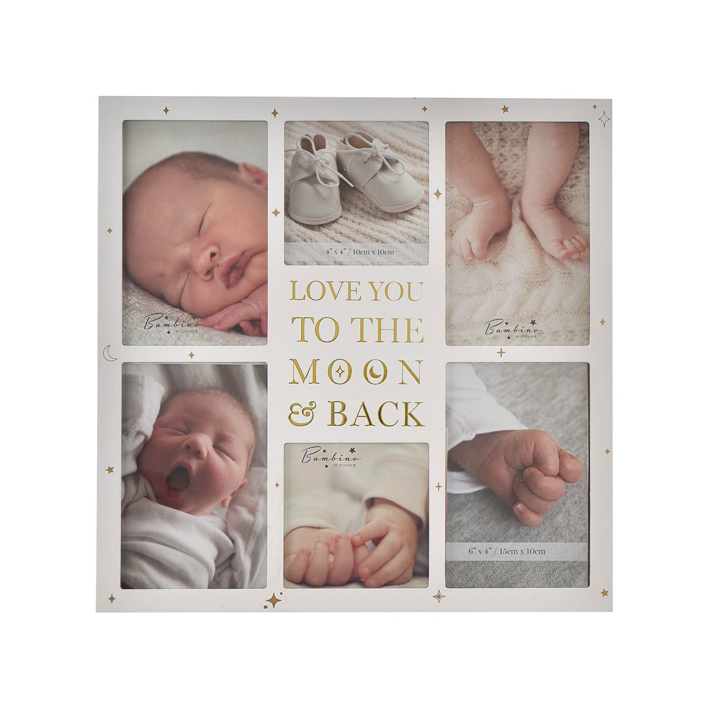 Bambino Grey Wooden Moon and Back Collage Photo Frame (12"x12")