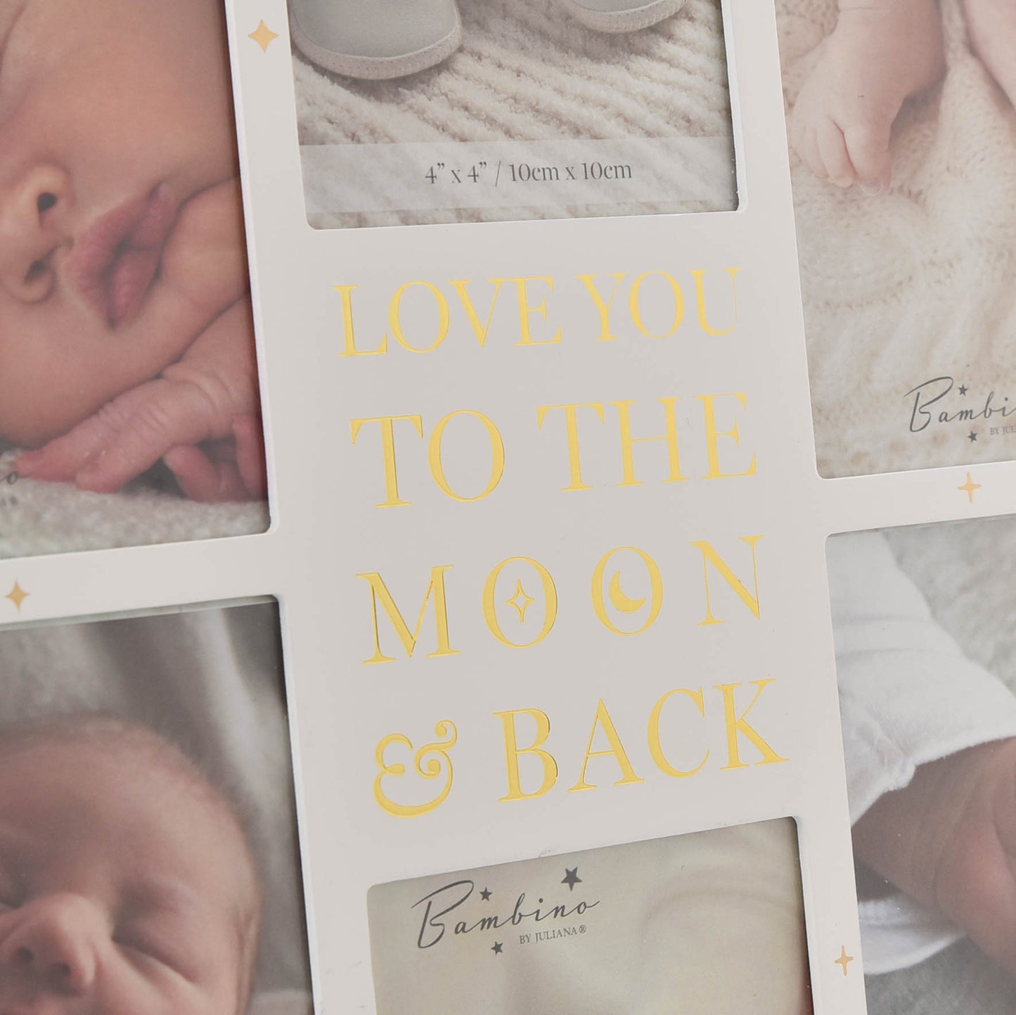 Bambino Grey Wooden Moon and Back Collage Photo Frame (12"x12")