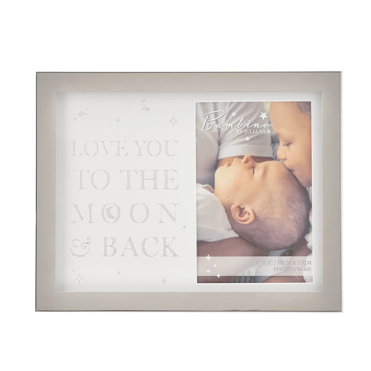 Bambino Moon & Back Grey Metal Plated Photo Frame (4"x6")