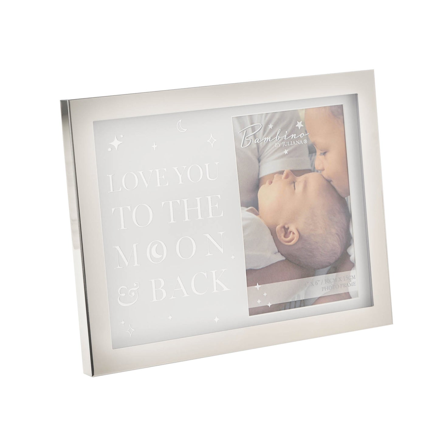 Bambino Moon & Back Grey Metal Plated Photo Frame (4"x6")