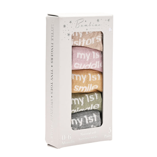 Bambino My First Milestones Socks 0-6 Months (Pack of 5)