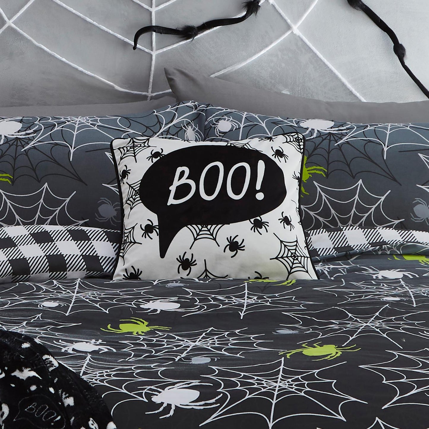 Boo Black Velvet Cushion