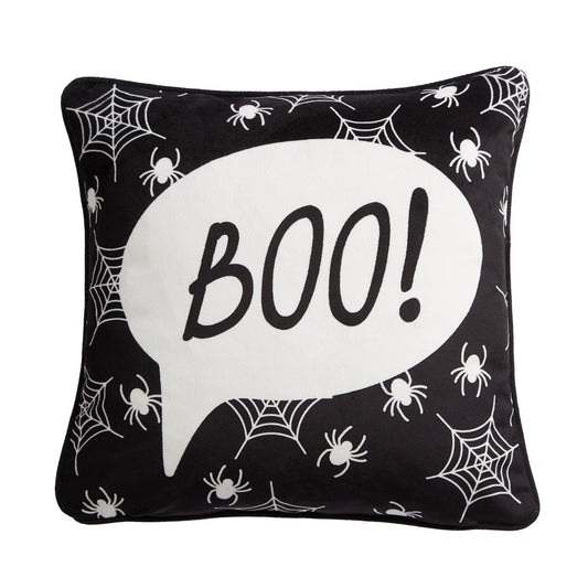 Boo Black Velvet Cushion