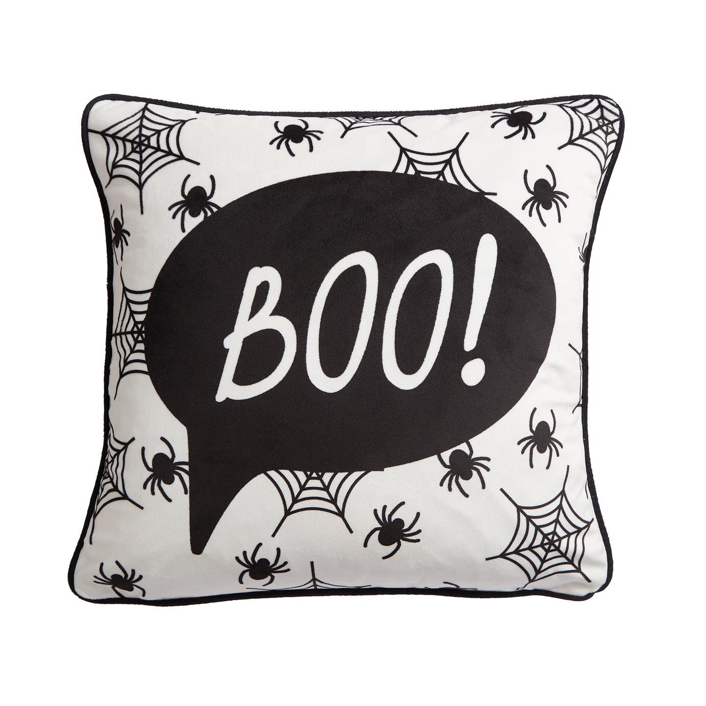 Boo Black Velvet Cushion