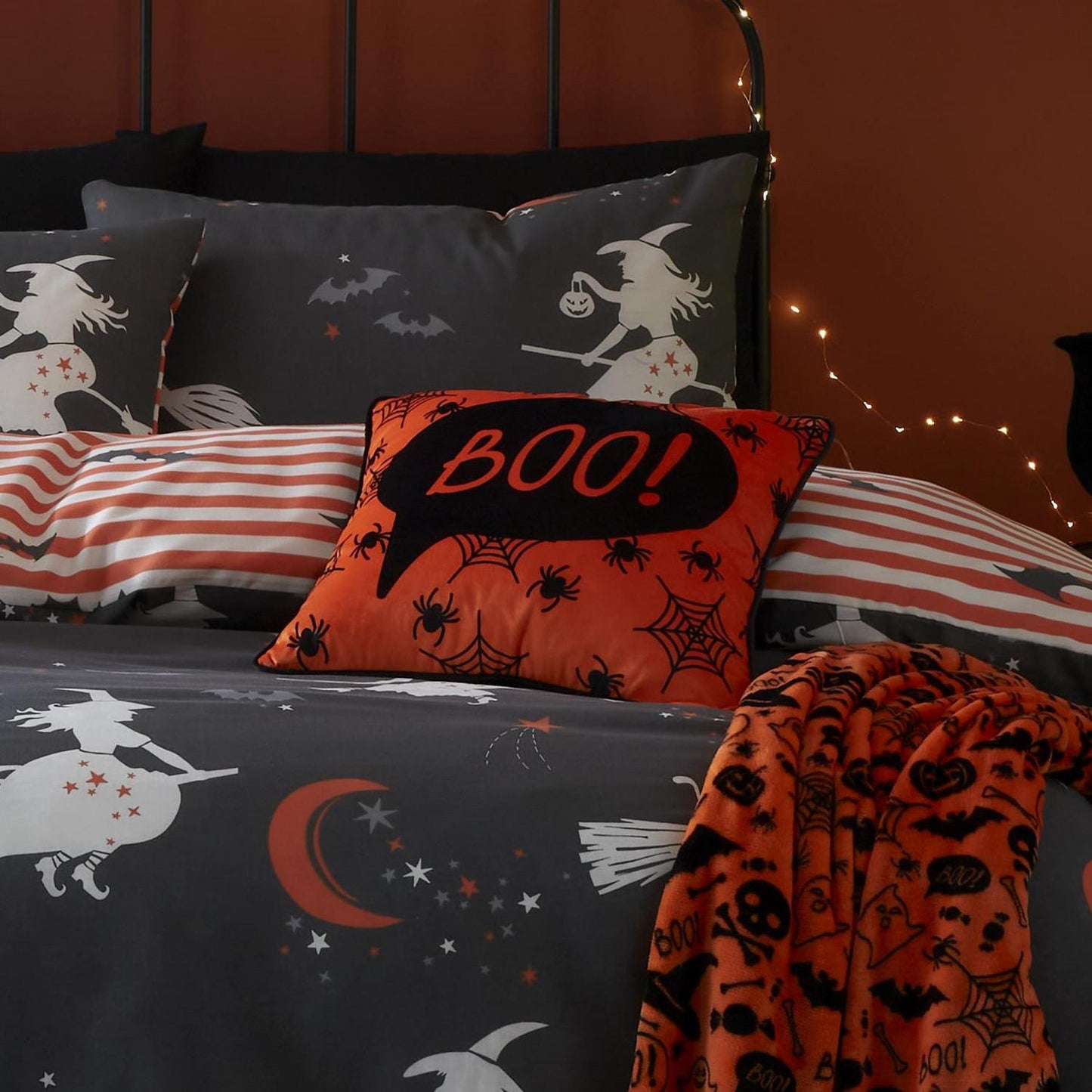 Boo Orange Velvet Cushion