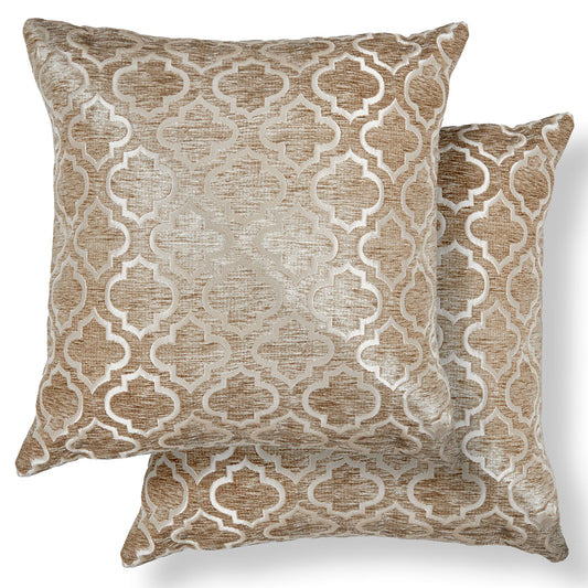 Bohemia Gold Geometric Cushion Covers Pair (43cm x 43cm)