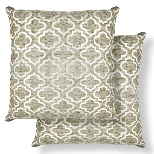 Bohemia Silver Geometric Cushion Covers Pair (43cm x 43cm)