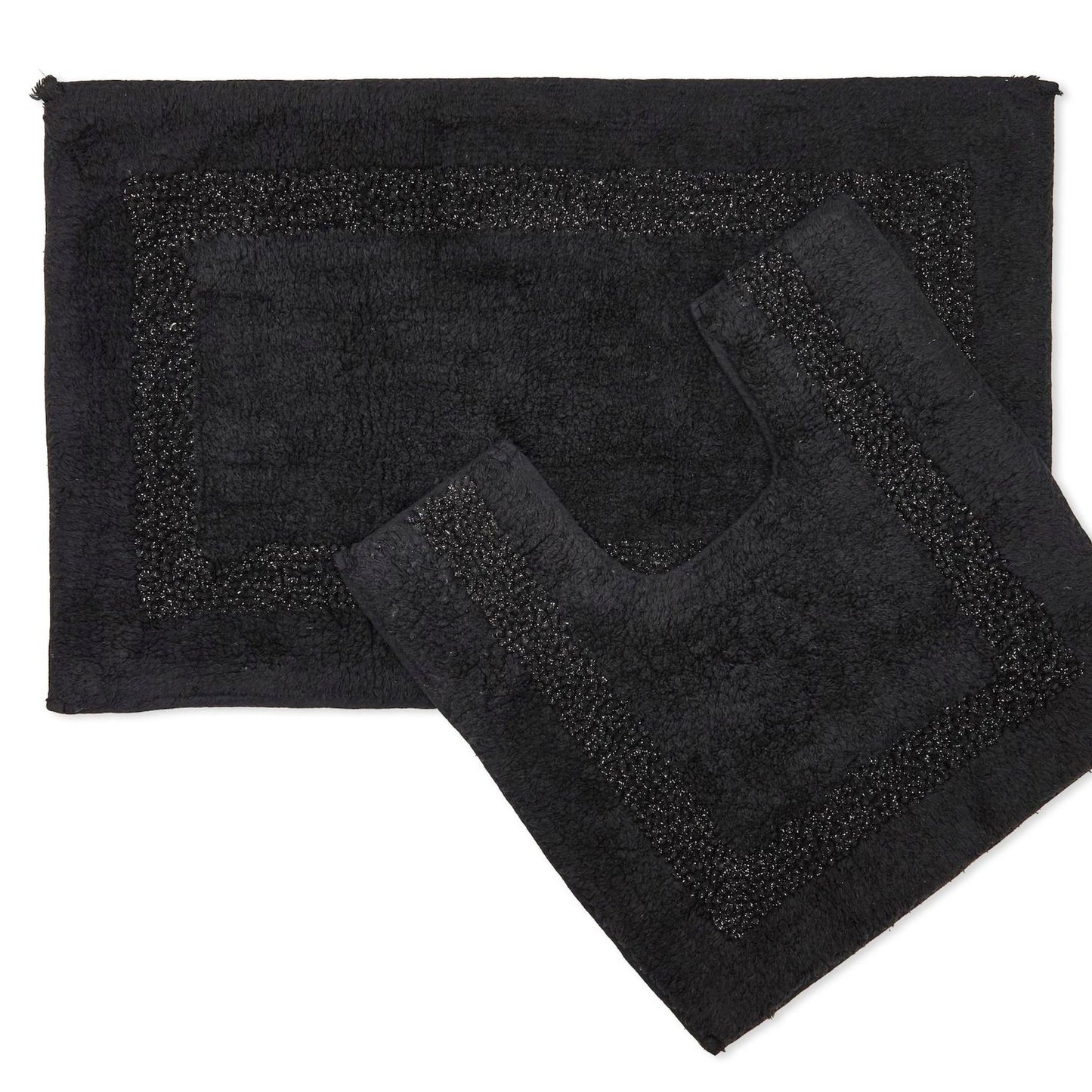 Diamante Black Sparkle 2 Piece Bath and Pedestal Mat Set