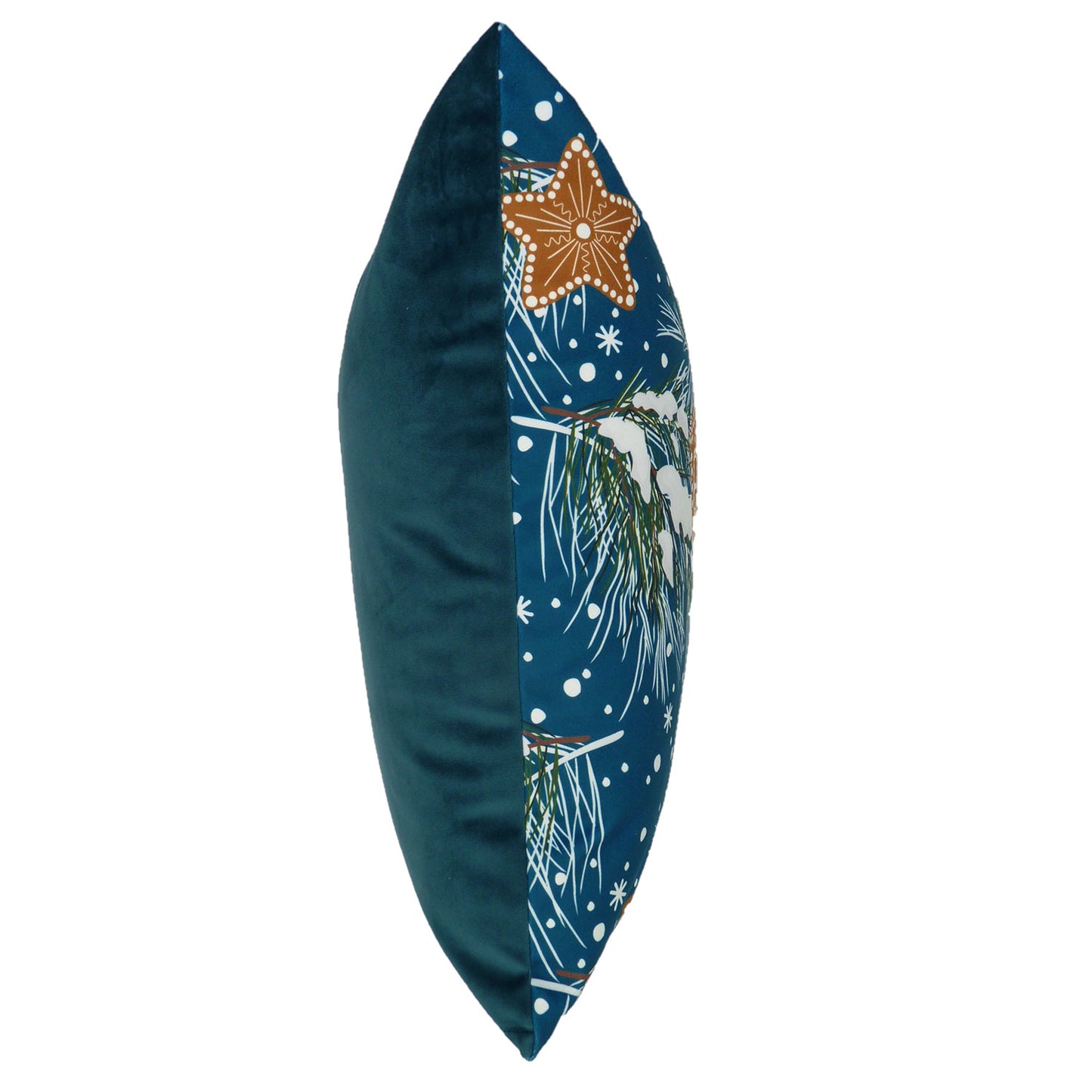 Gingerbread Baubles Teal Filled Velvet Cushion (45cm x 45cm)