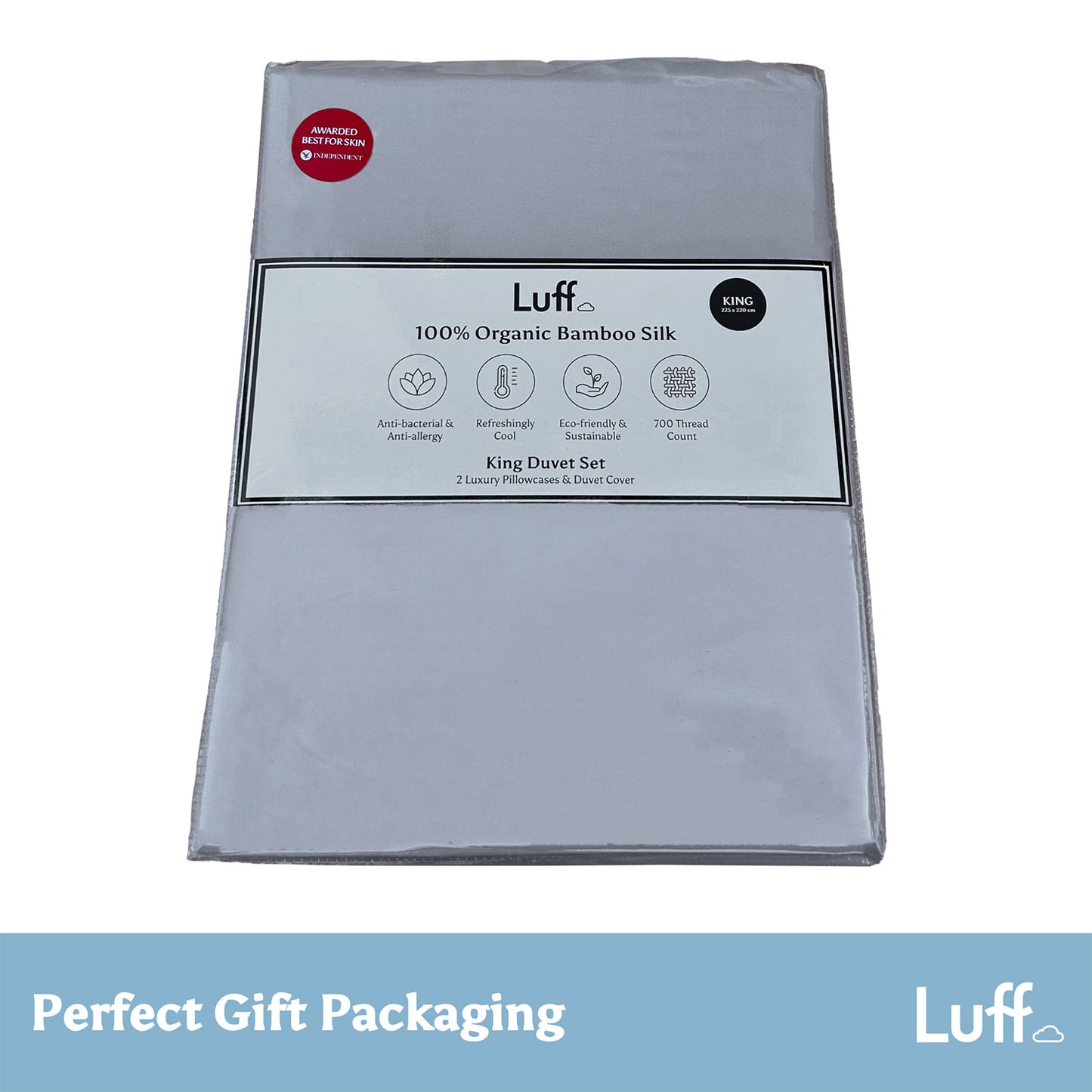 Luff Grey Organic Bamboo Silk 700TC Duvet Set