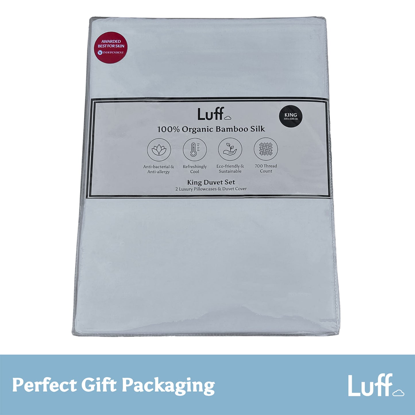 Luff White Organic Bamboo Silk 700TC Duvet Set