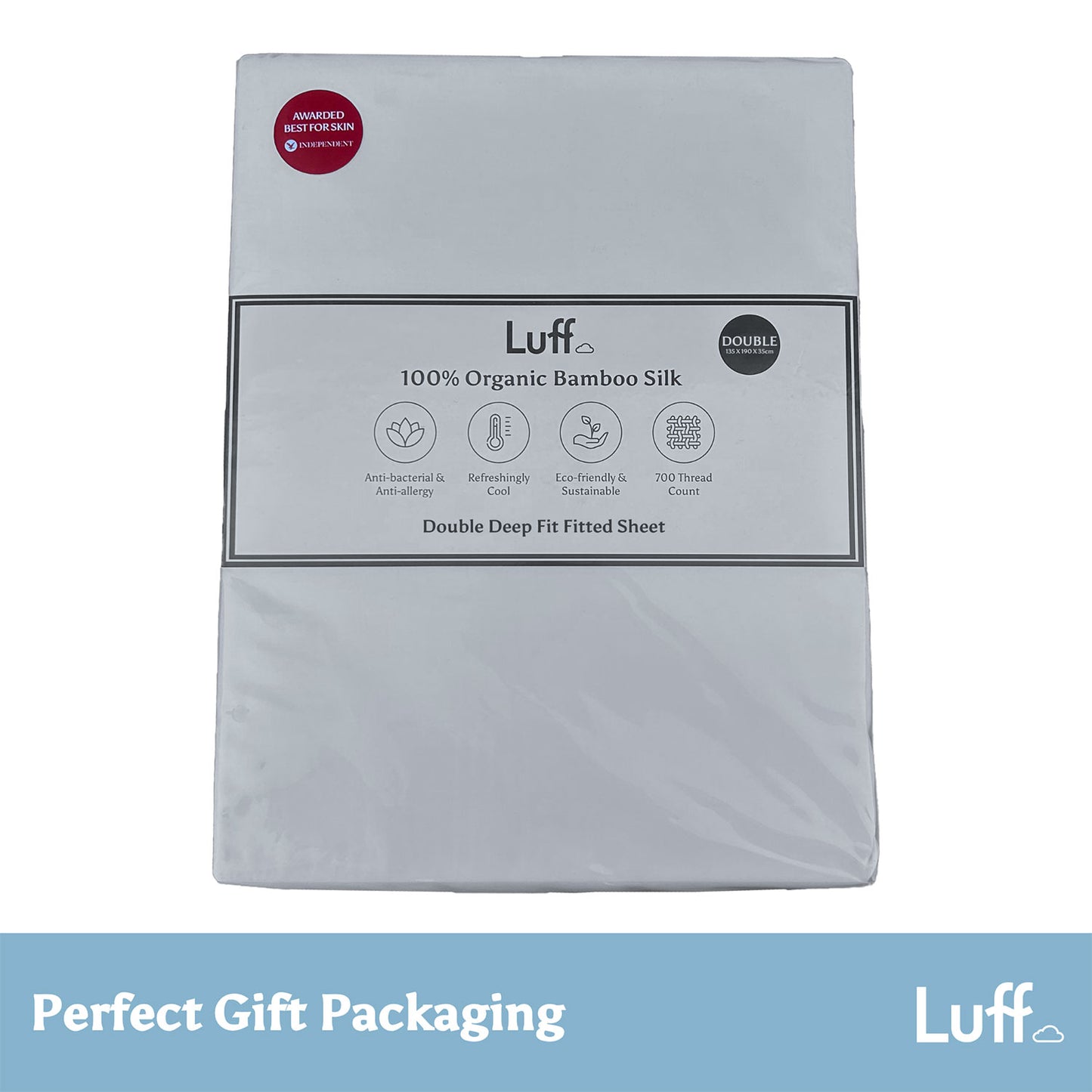 Luff White Organic Bamboo Silk 700TC Deep Fitted Sheet