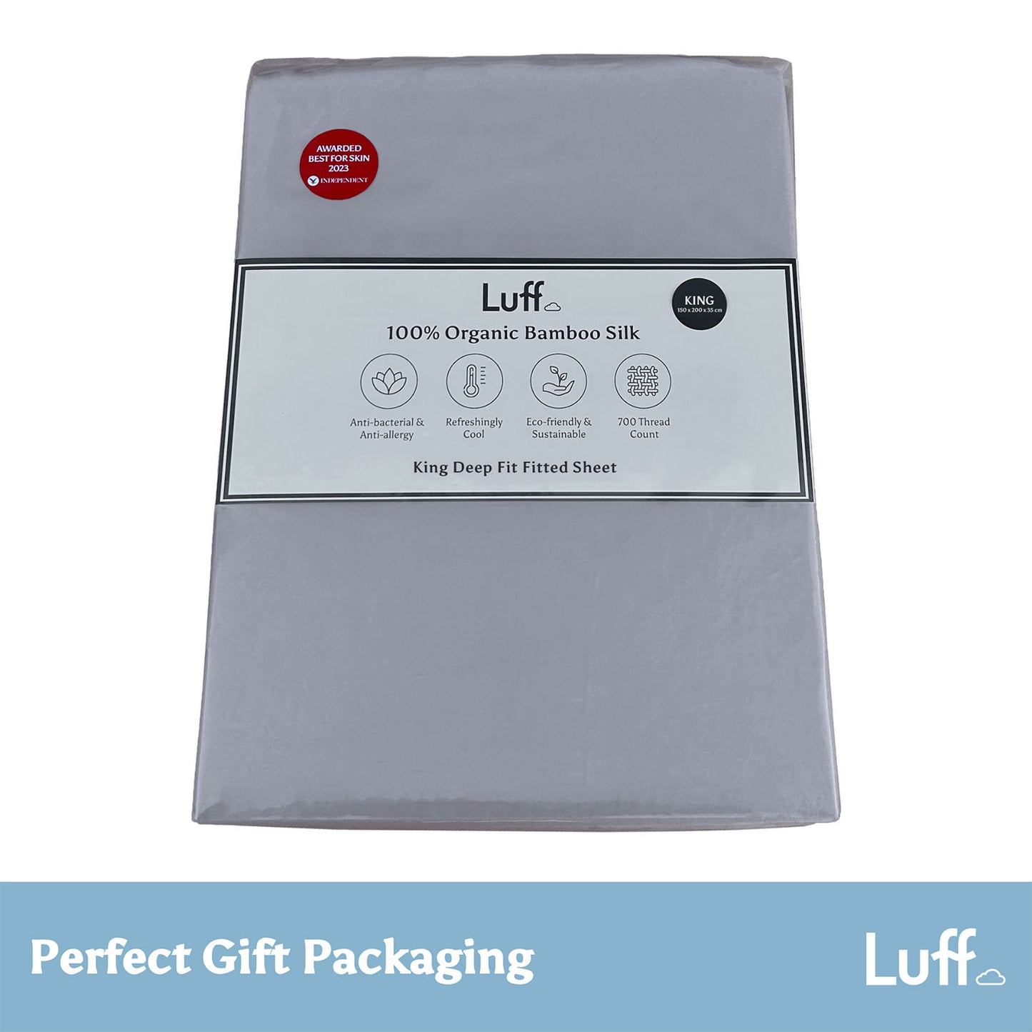 Luff Grey Organic Bamboo Silk 700TC Deep Fitted Sheet