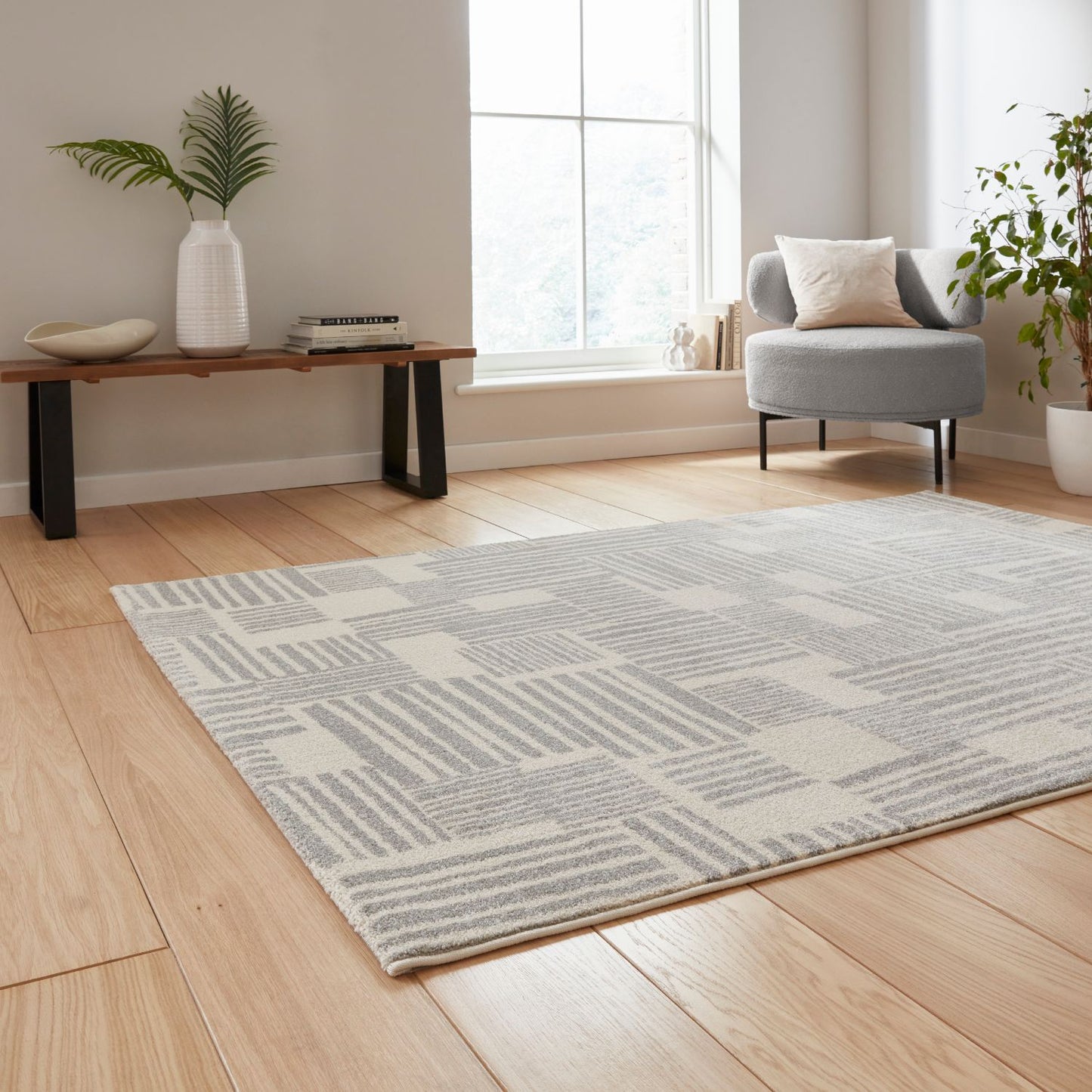 Catherine Lansfield Blocks Grey Rug