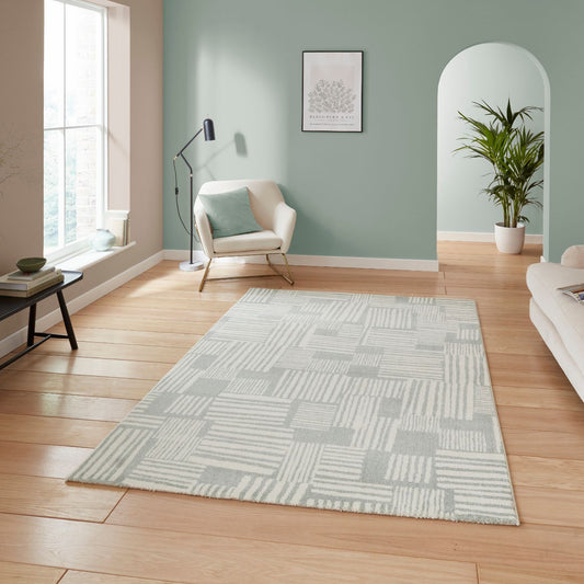 Catherine Lansfield Blocks Sage Green Rug