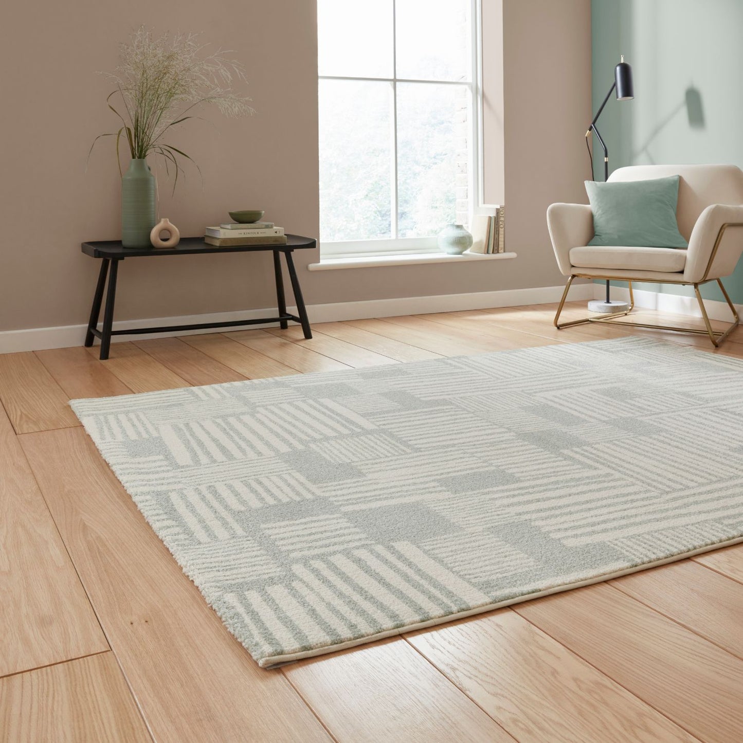 Catherine Lansfield Blocks Sage Green Rug