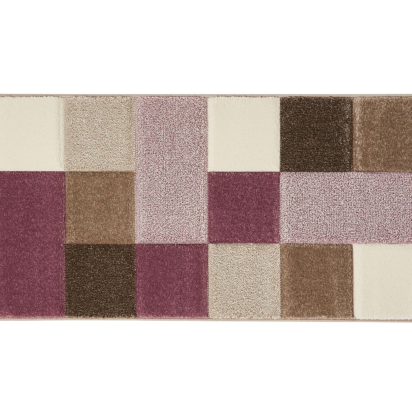 Brooklyn 646 Beige and Purple Modern Geometric Runner Rug