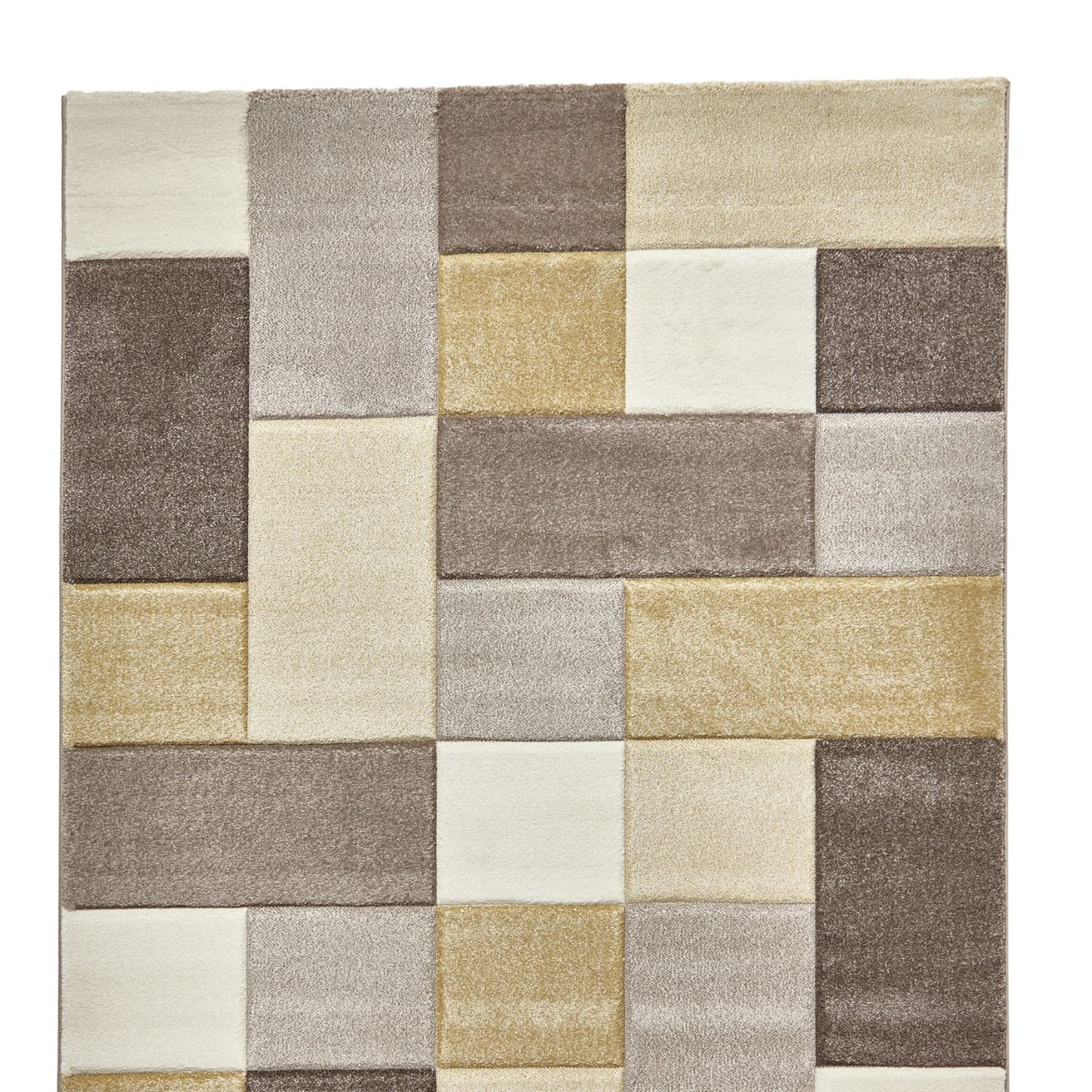 Brooklyn 646 Beige and Yellow Modern Geometric Rug