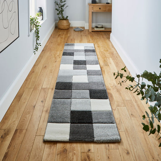 Brooklyn 646 Grey Modern Geometric Runner Rug