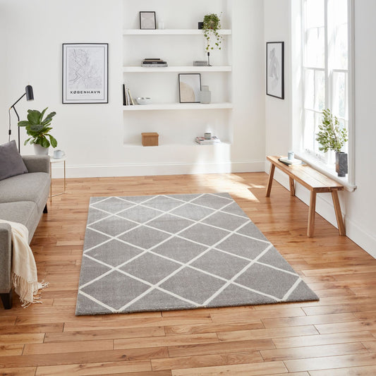 Brooklyn BRK35 Grey and Cream Modern Geometric Rug