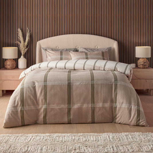 Silentnight Natural Check Brushed Cotton Duvet Set