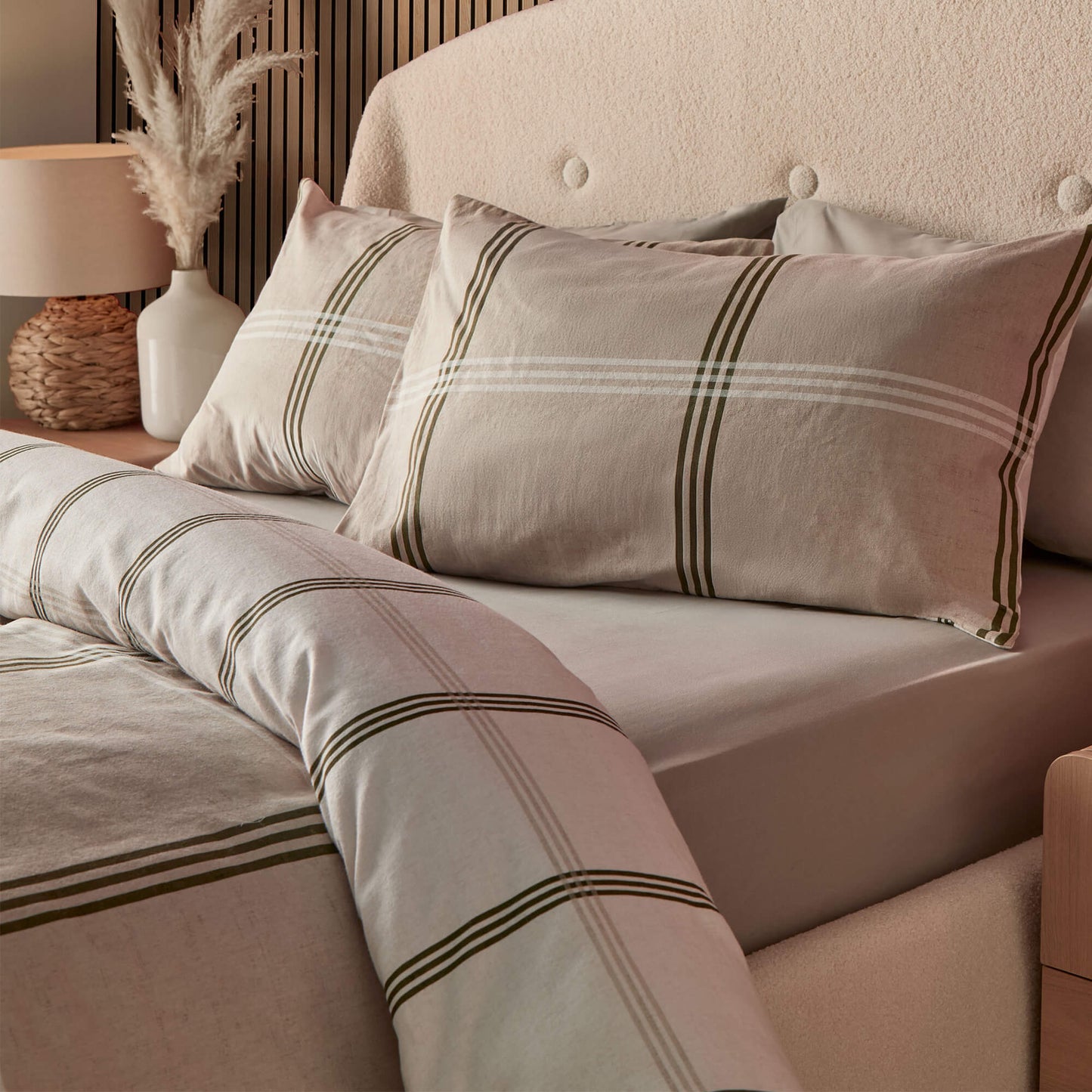 Silentnight Natural Check Brushed Cotton Duvet Set