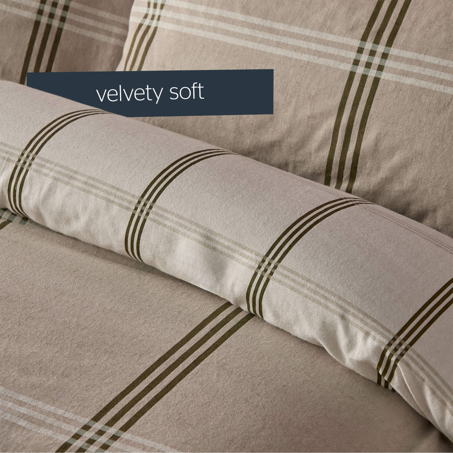 Silentnight Natural Check Brushed Cotton Duvet Set