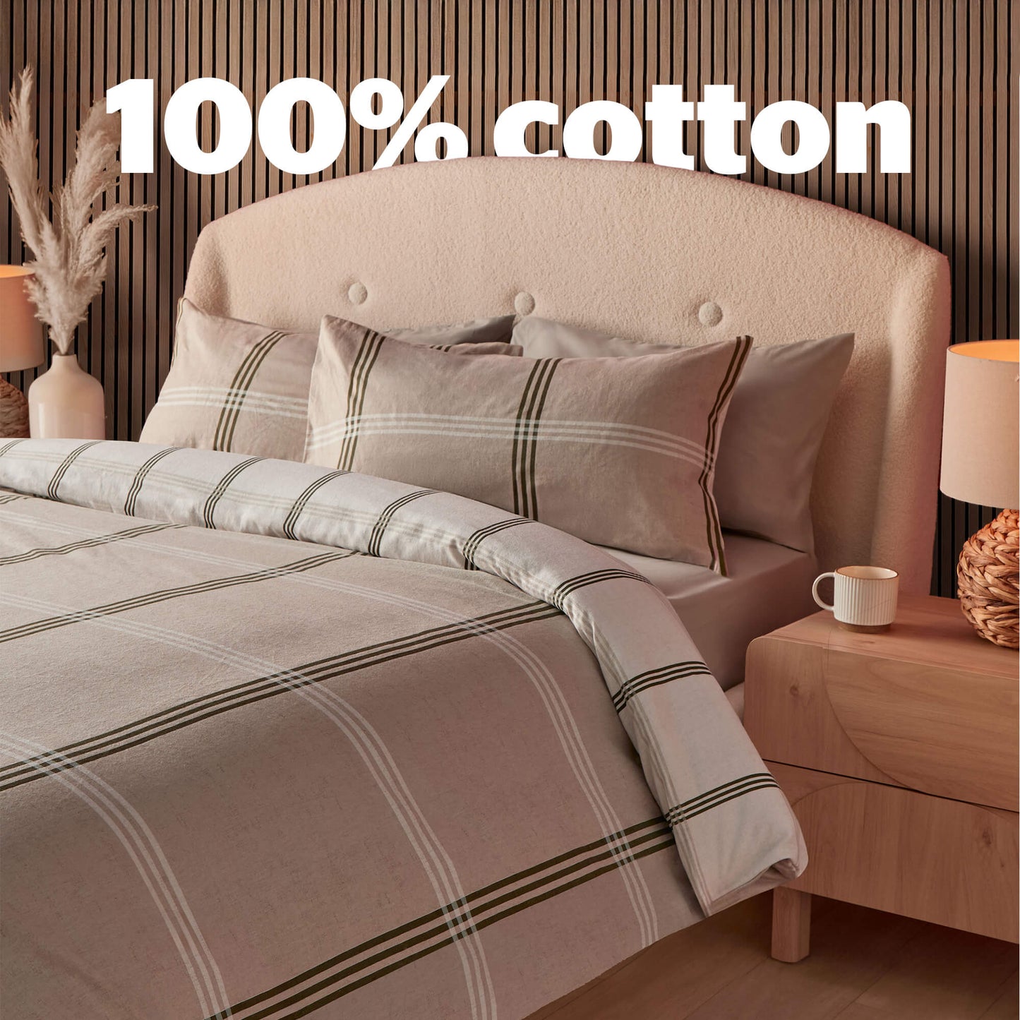 Silentnight Natural Check Brushed Cotton Duvet Set