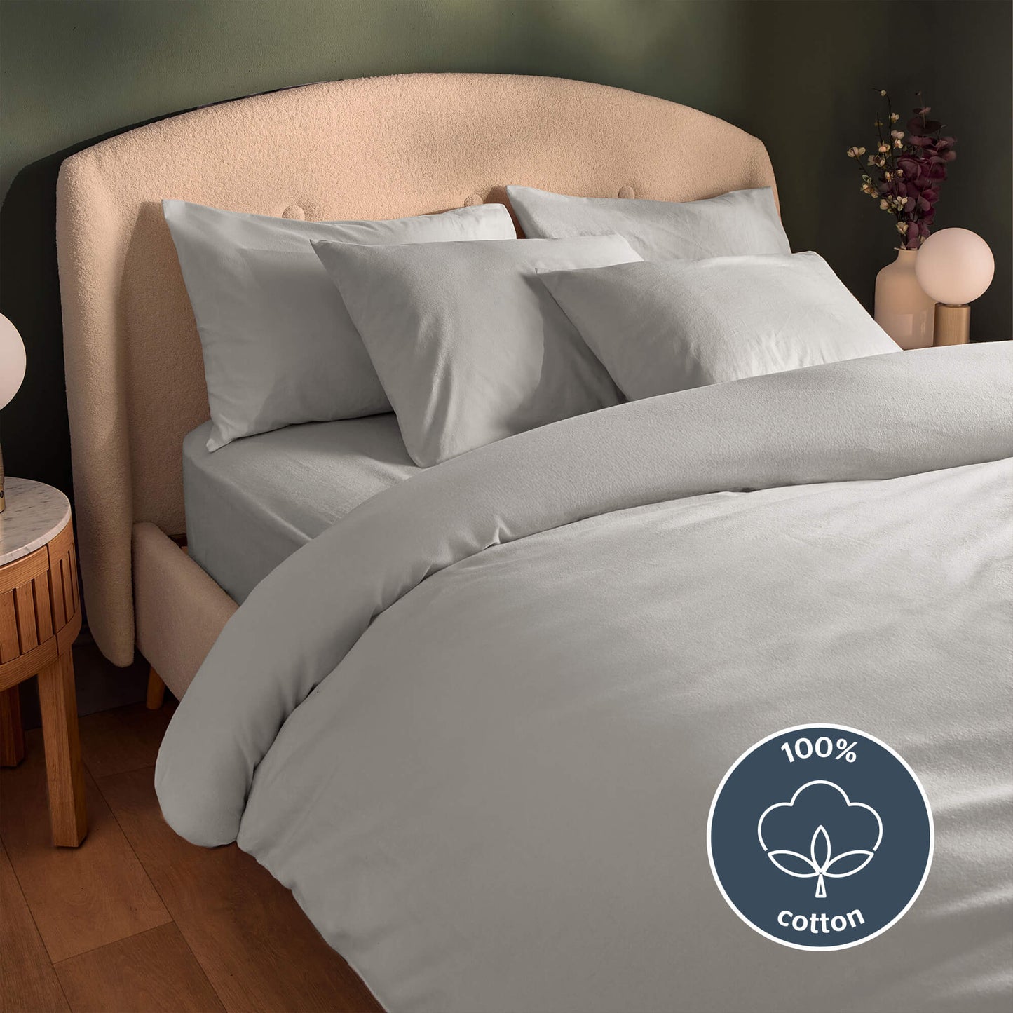 Silentnight Silver Grey Brushed Cotton Duvet Set