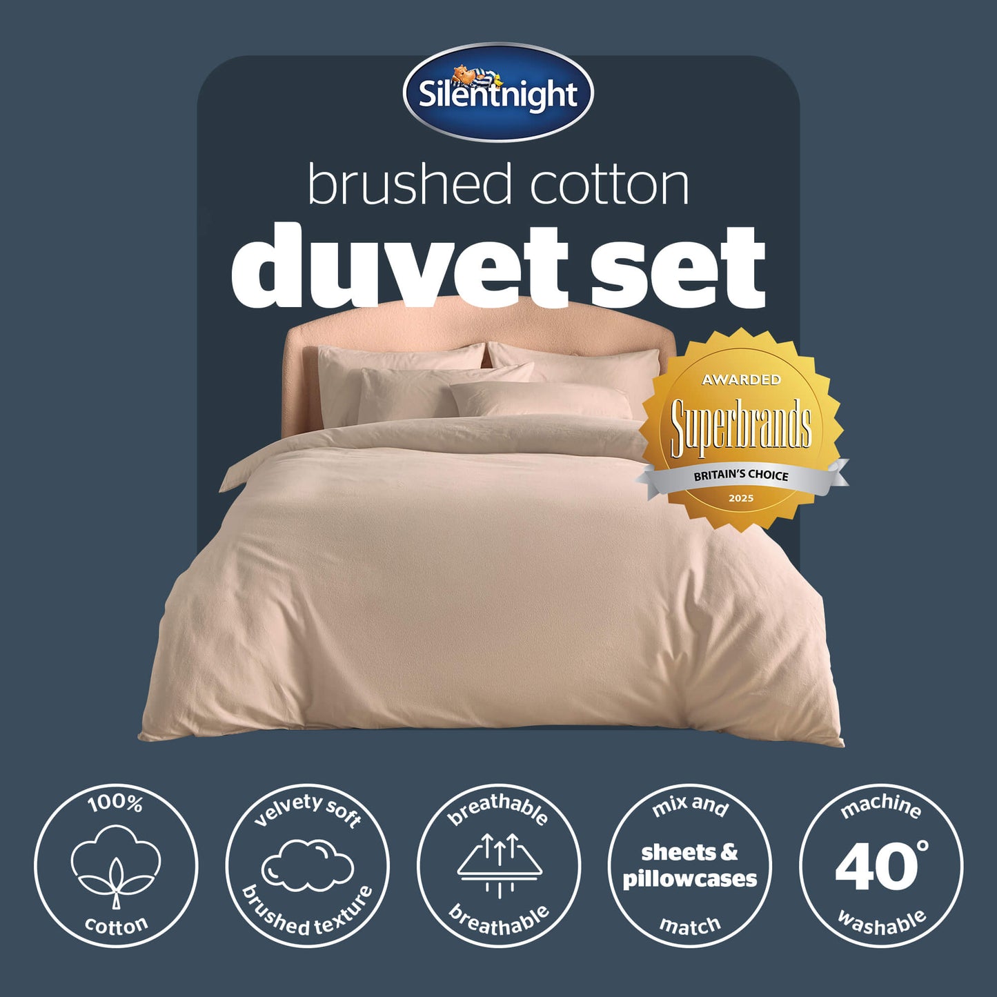 Silentnight Natural Brushed Cotton Duvet Set