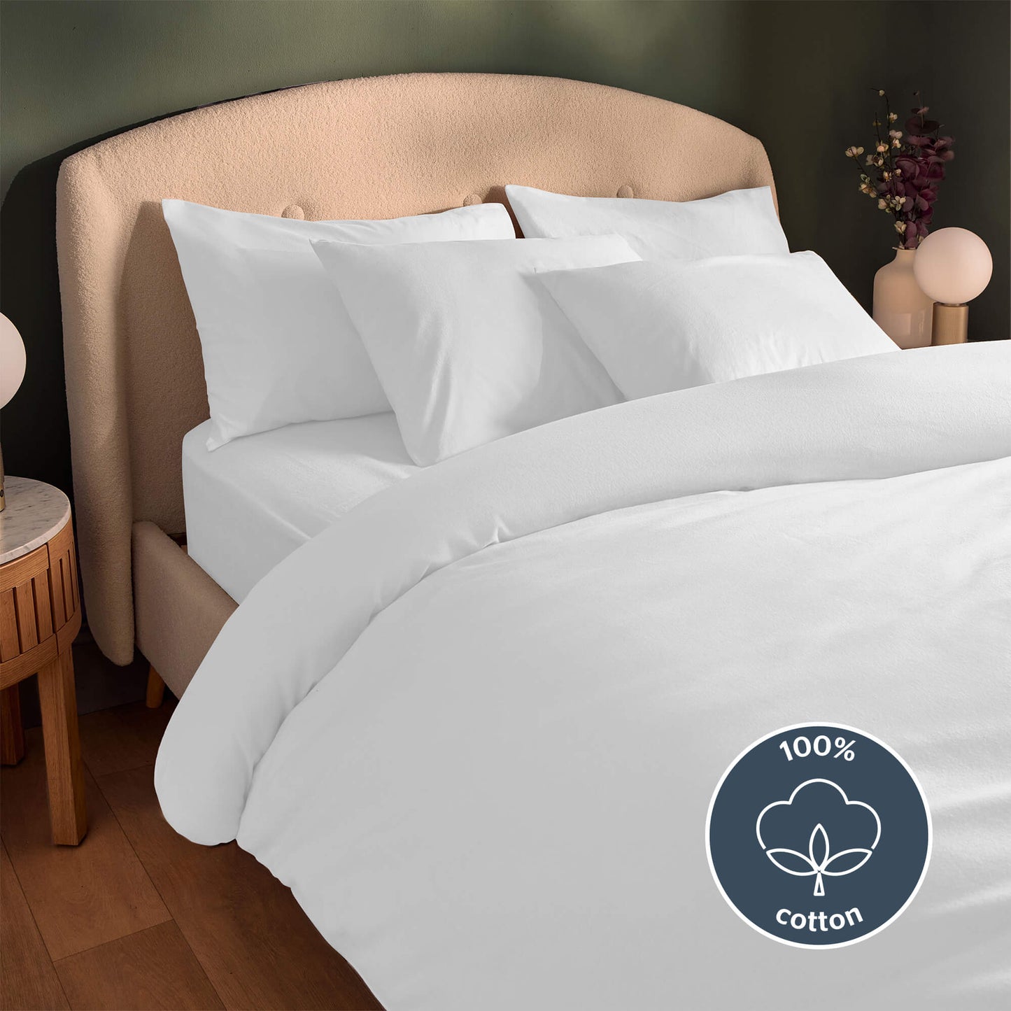 Silentnight White Brushed Cotton Duvet Set