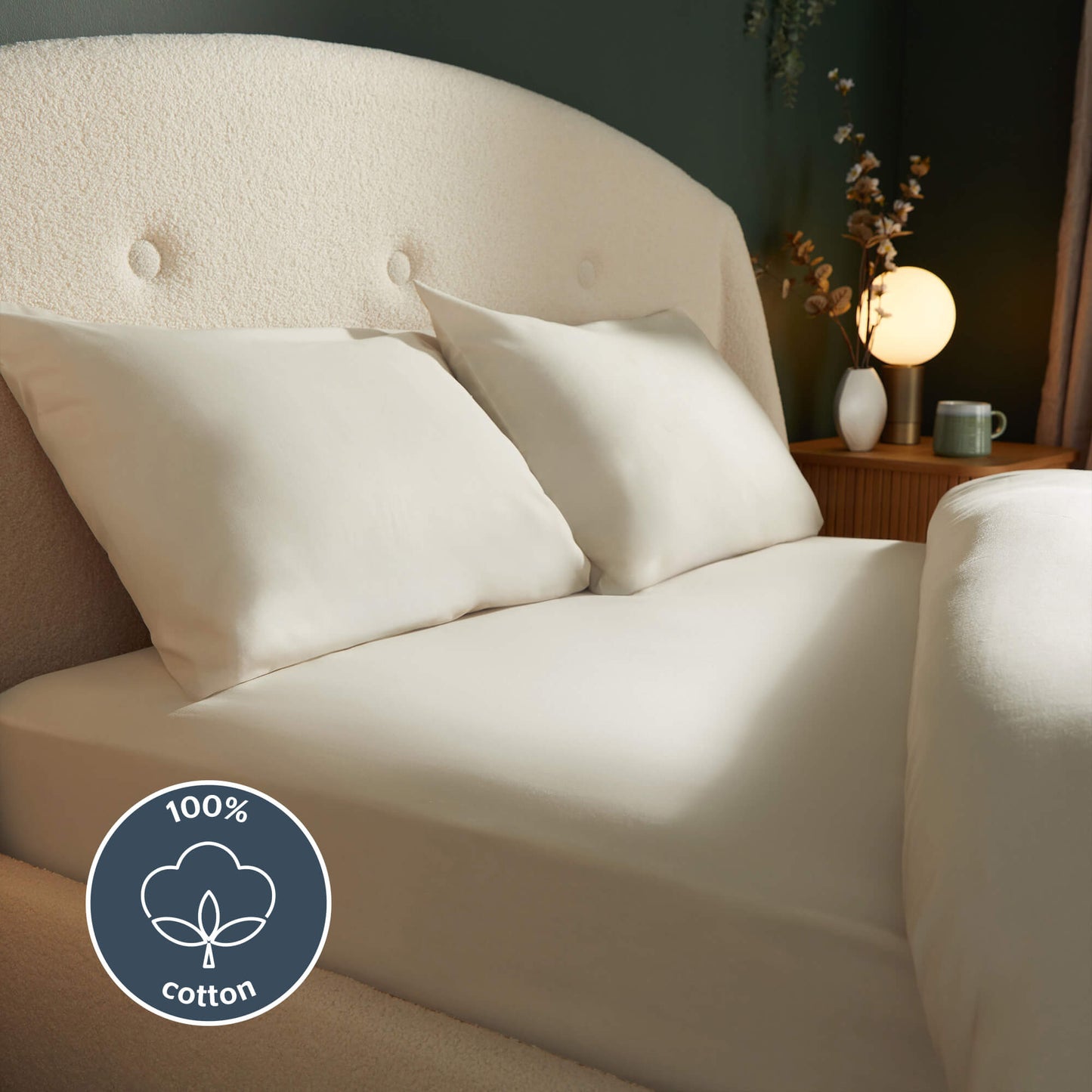 Silentnight Almond Brushed Cotton Fitted Sheet