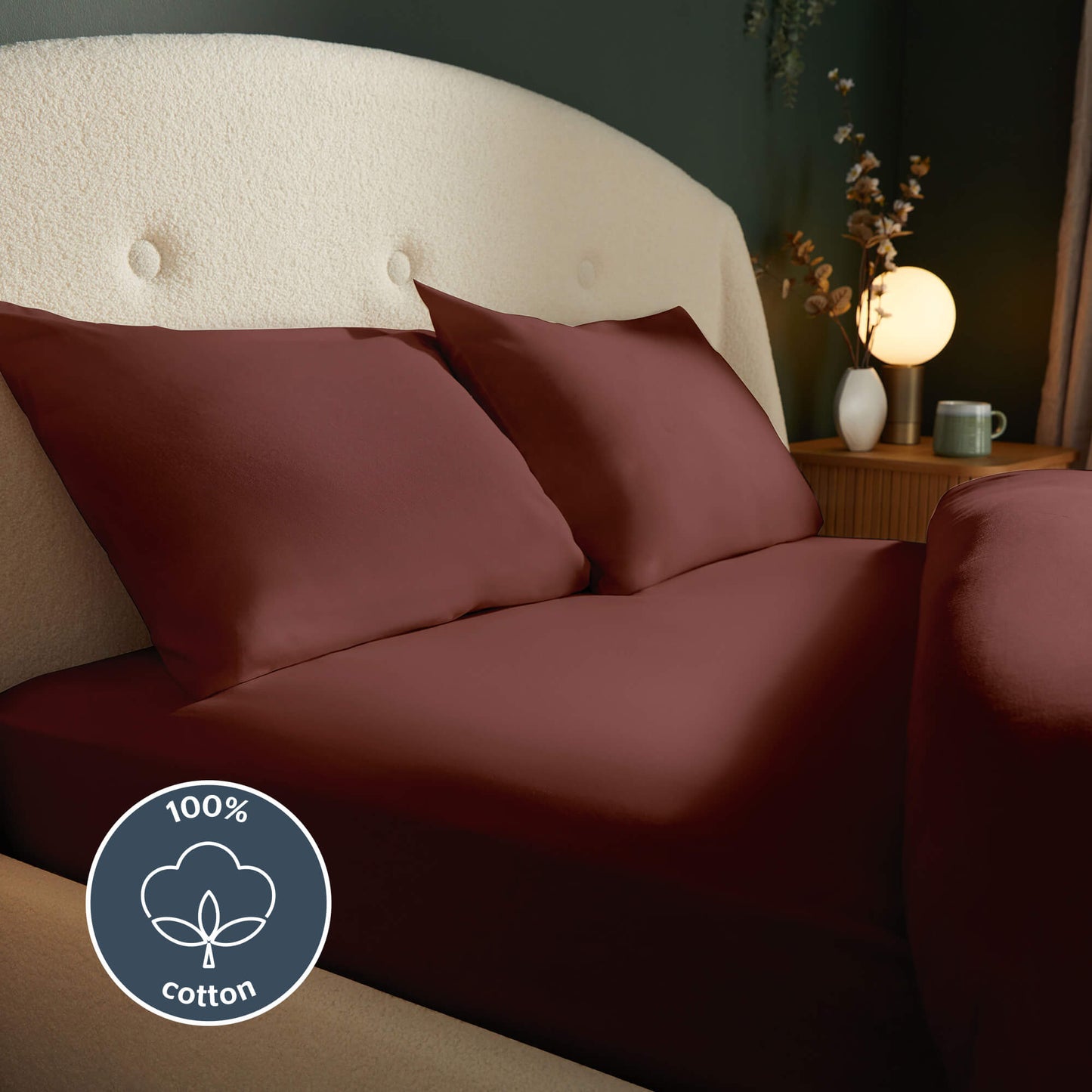 Silentnight Burgundy Brushed Cotton Fitted Sheet