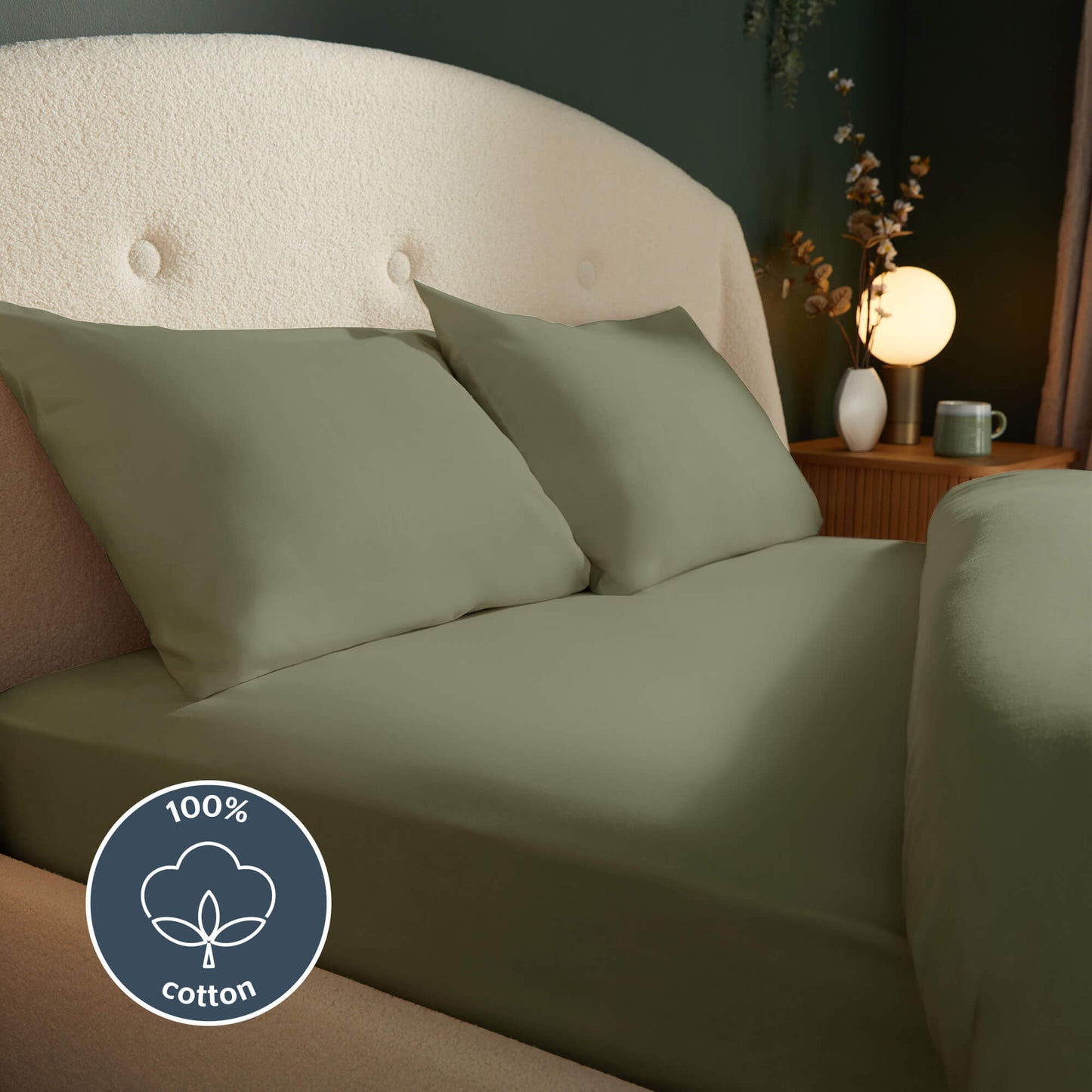 Silentnight Olive Green Brushed Cotton Fitted Sheet