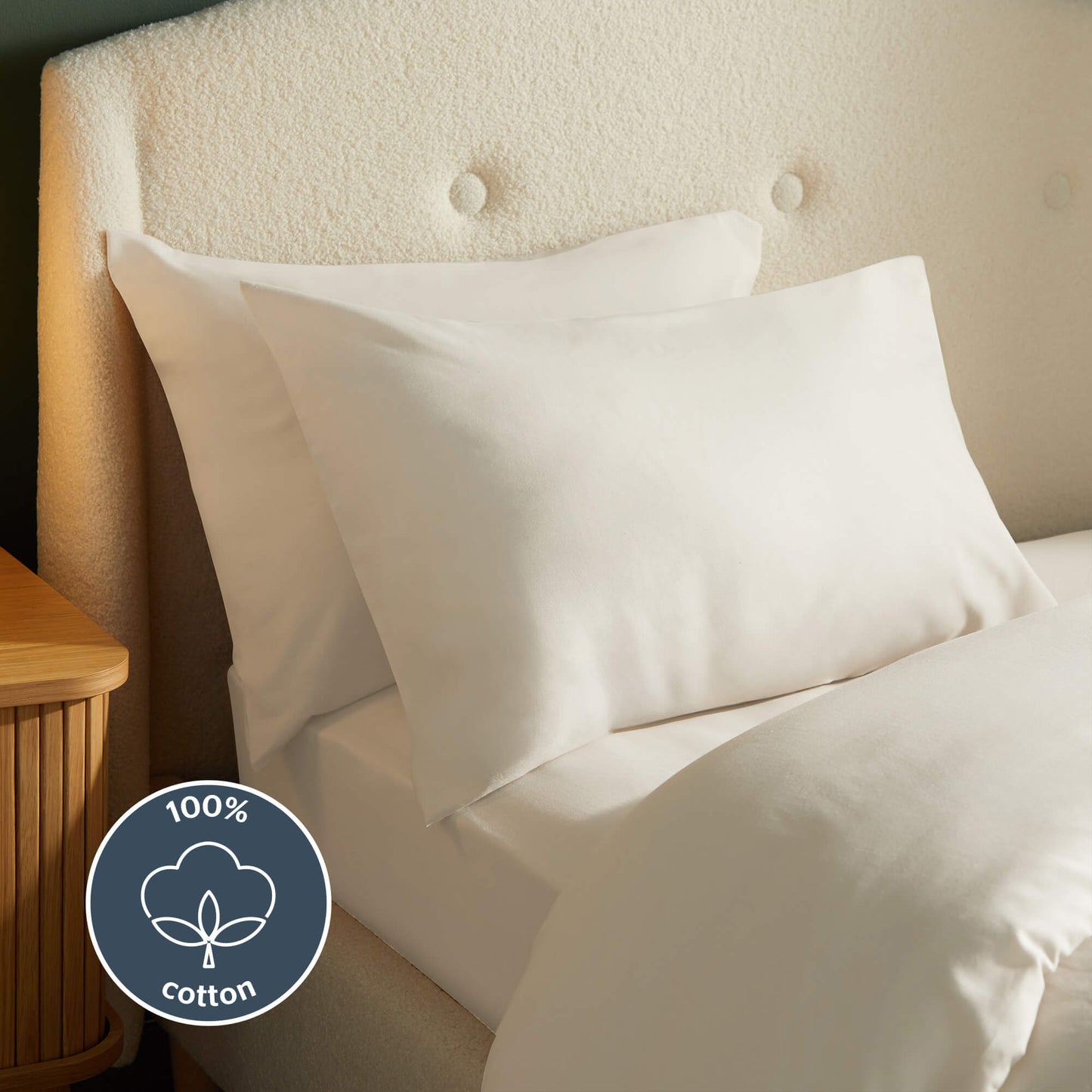 Silentnight Brushed Almond Cotton Pillowcase Pair