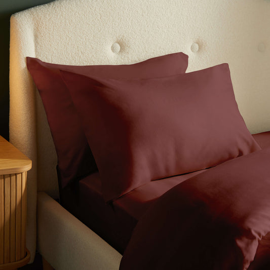 Silentnight Brushed Cotton Burgundy Pillowcase Pair