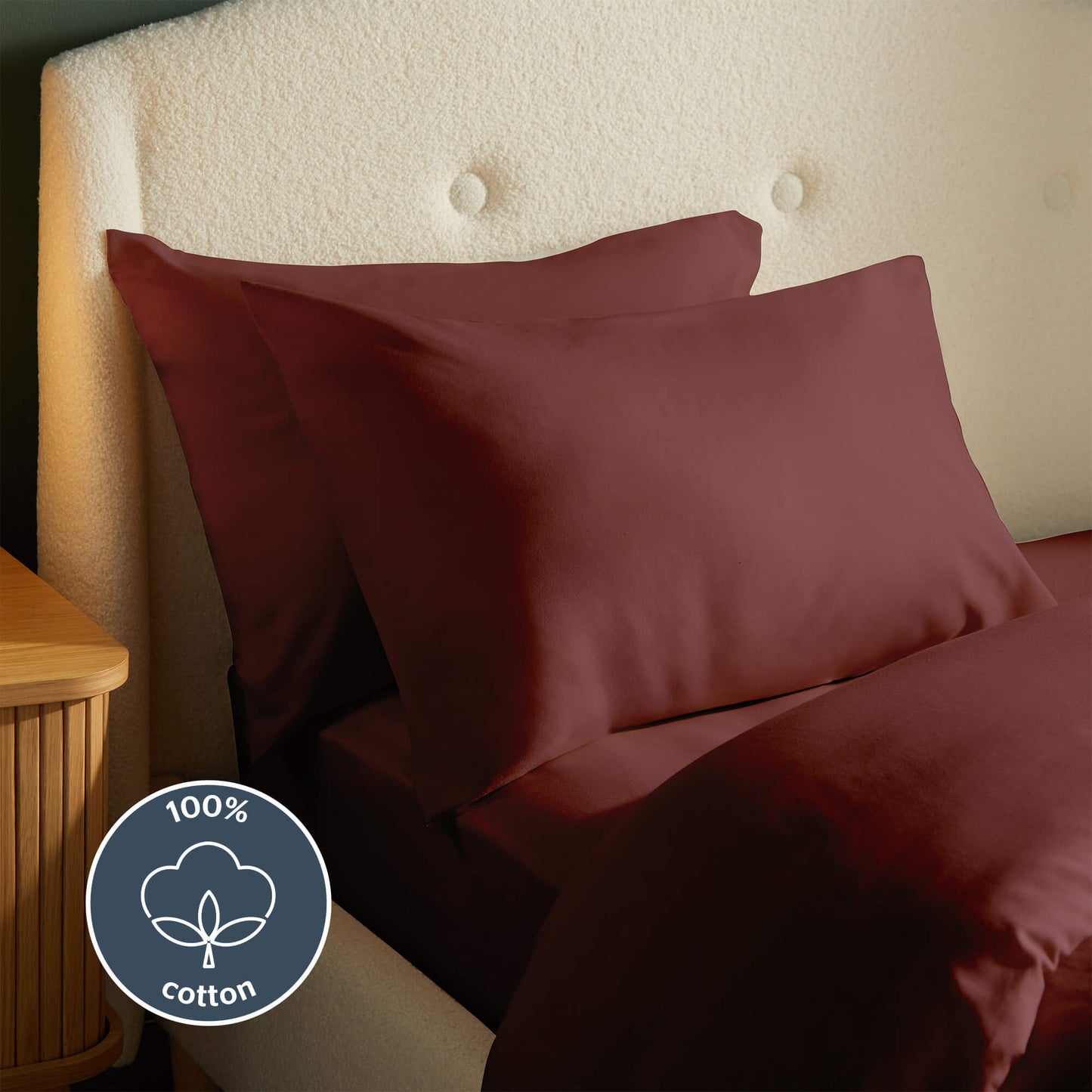 Silentnight Brushed Cotton Burgundy Pillowcase Pair